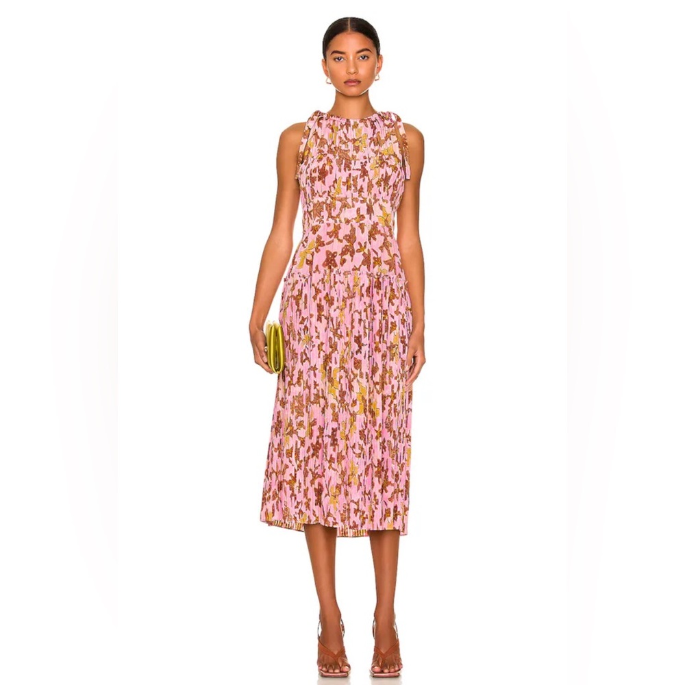 NWT Ulla Johnson 100% Silk Amalthea Pink Floral Halter Dress, Sold Out Sz 4